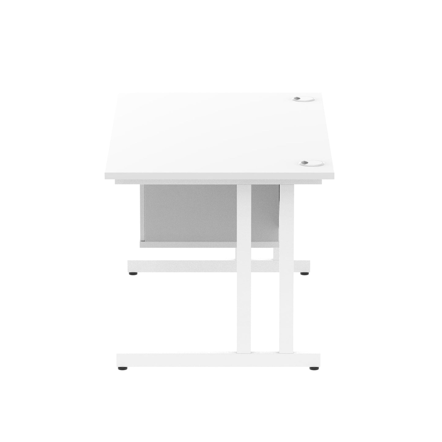 Impulse Cantilever Straight Desk White Frame With Fixed Pedestal