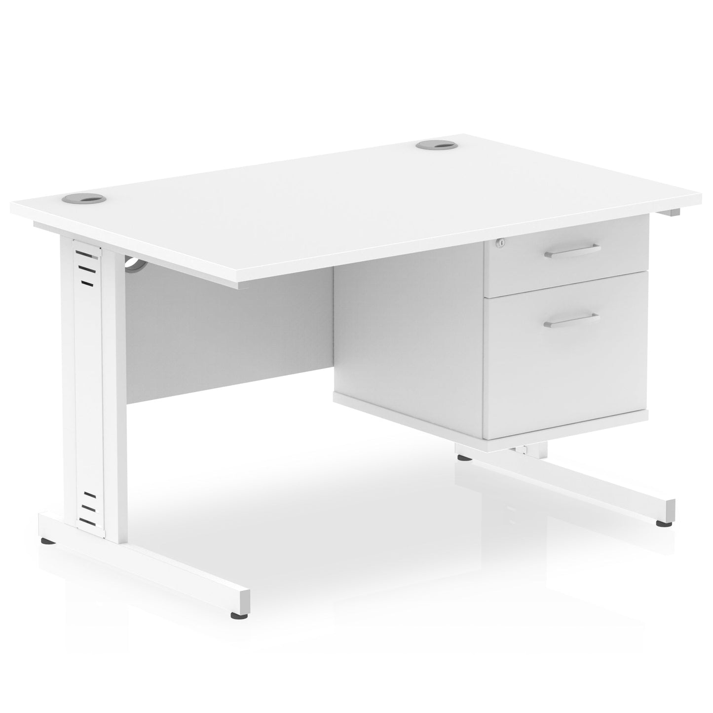 Impulse 1200mm Cable Managed Straight Desk With Fixed Pedestal