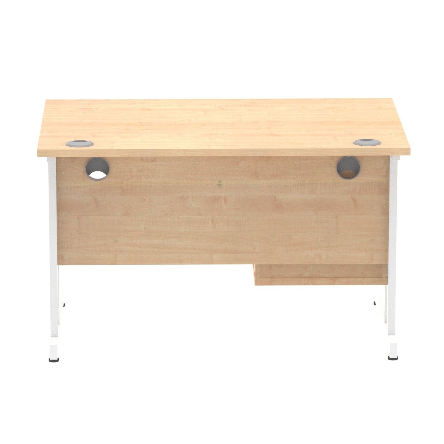 Impulse Cantilever Straight Desk White Frame With Fixed Pedestal