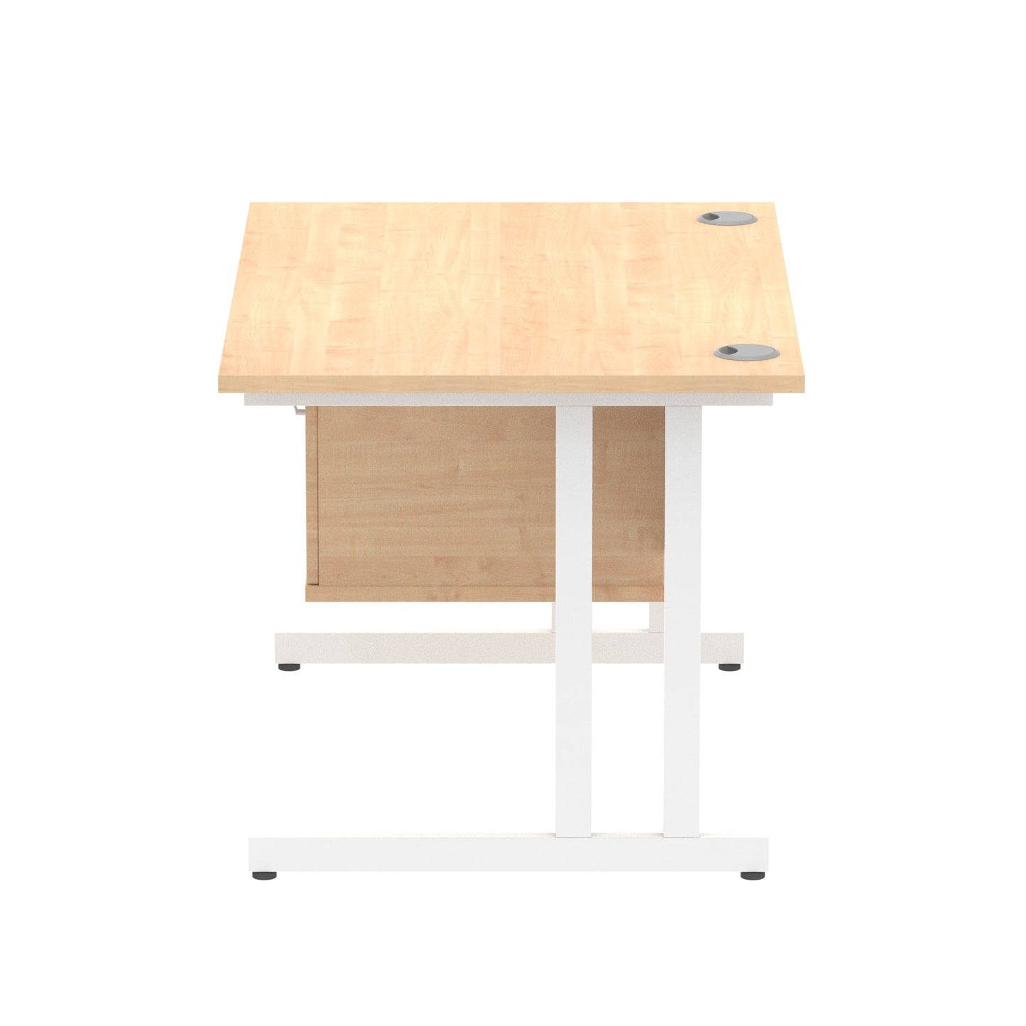 Impulse Cantilever Straight Desk White Frame With Fixed Pedestal