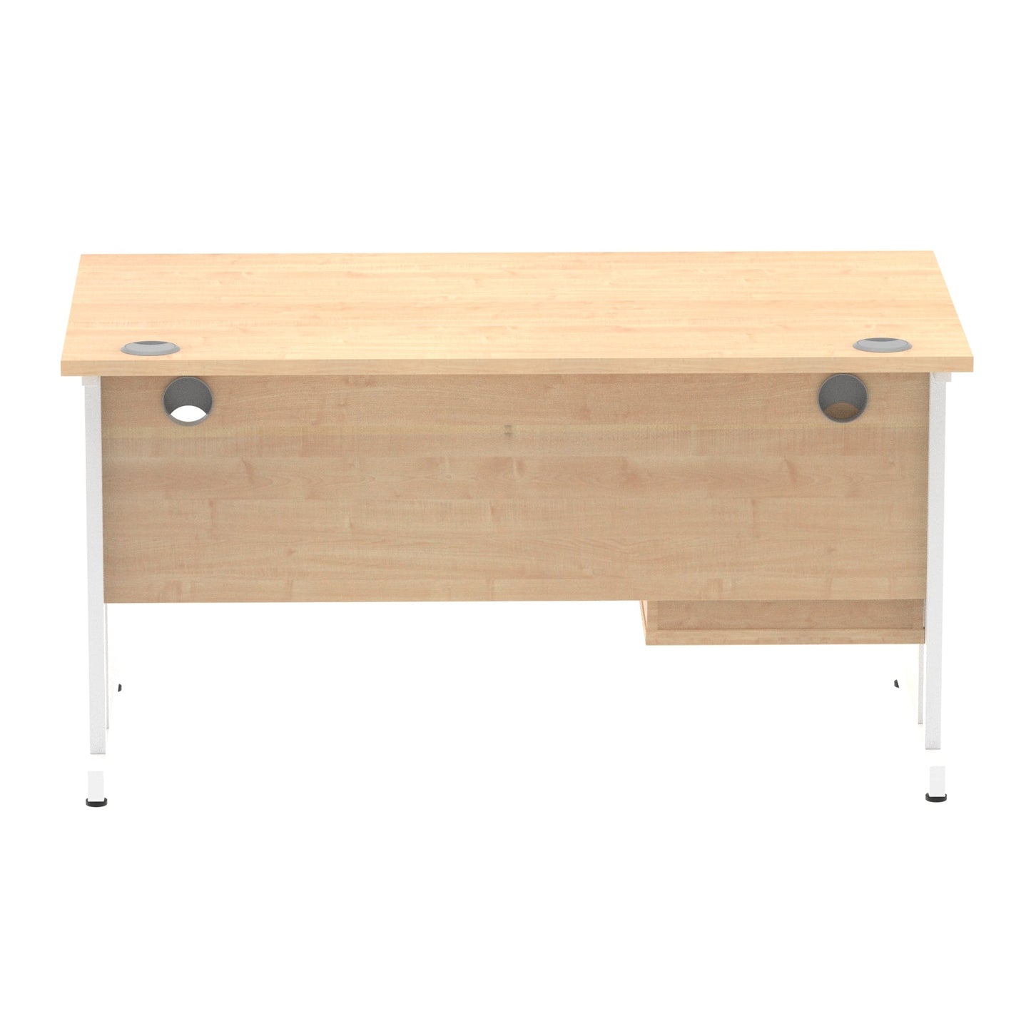 Impulse Cantilever Straight Desk White Frame With Fixed Pedestal