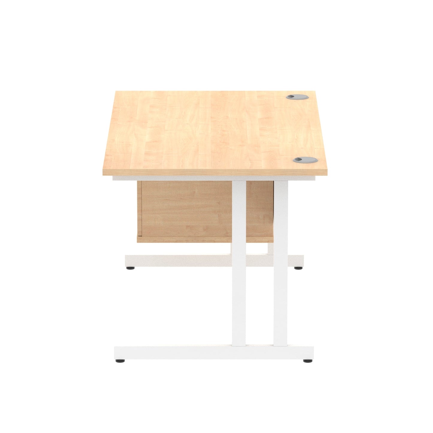 Impulse Cantilever Straight Desk White Frame With Fixed Pedestal