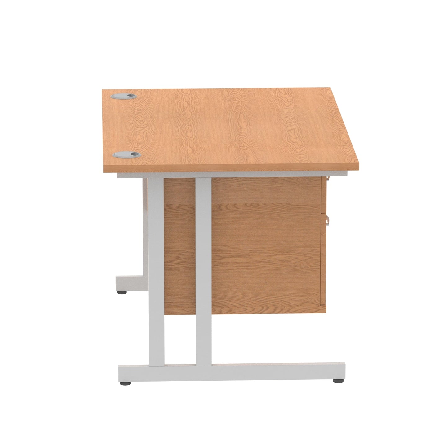 Impulse Cantilever Straight Desk Silver Frame With Fixed Pedestal