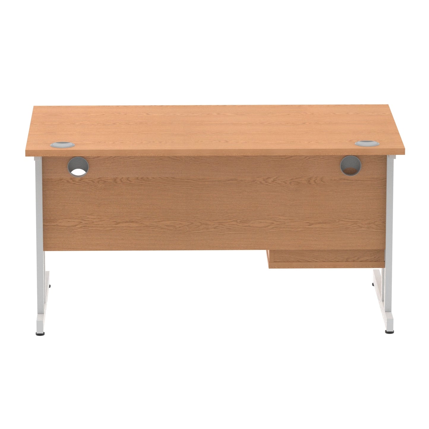 Impulse Cantilever Straight Desk Silver Frame With Fixed Pedestal