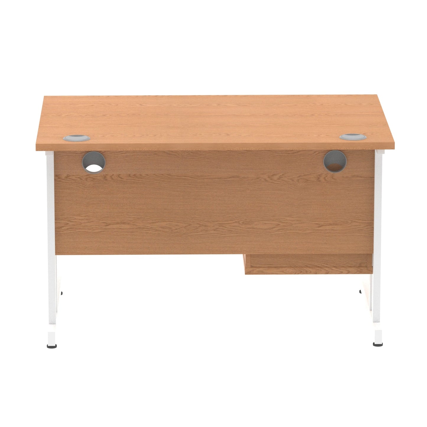 Impulse Cantilever Straight Desk White Frame With Fixed Pedestal