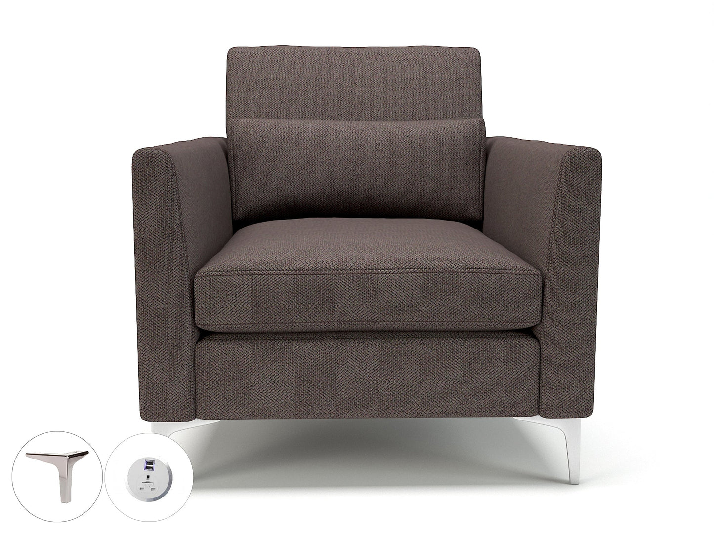 Roselle 90cm Wide Armchair in Camira Era Fabric with Socket