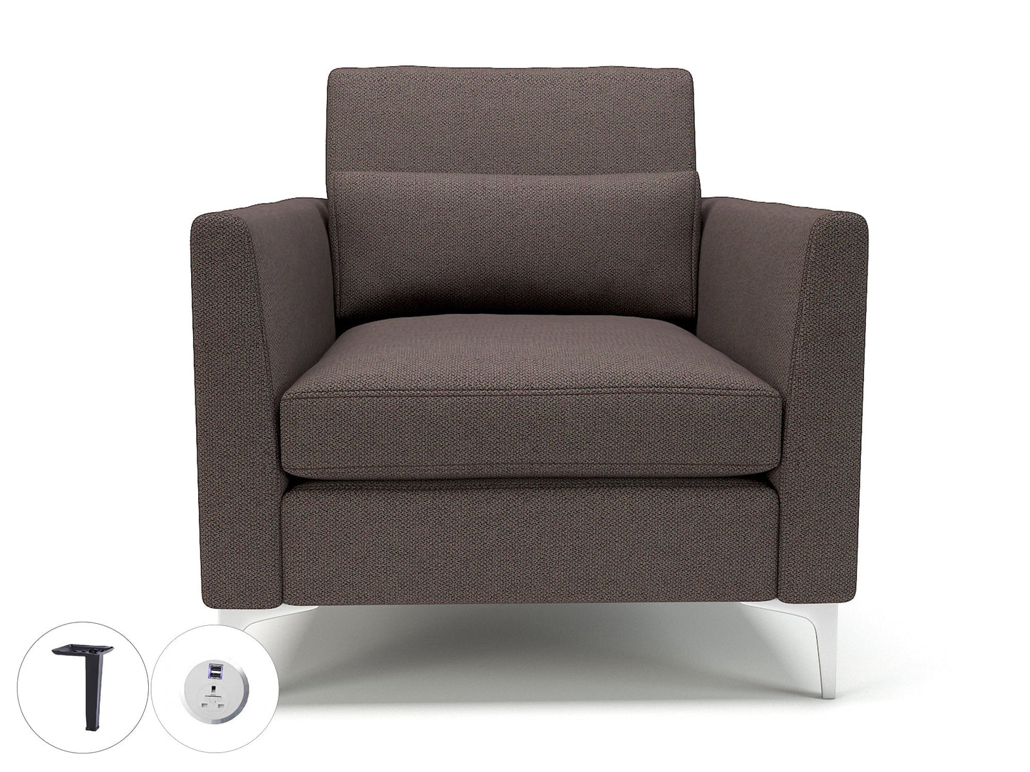 Roselle 90cm Wide Armchair in Camira Era Fabric with Socket