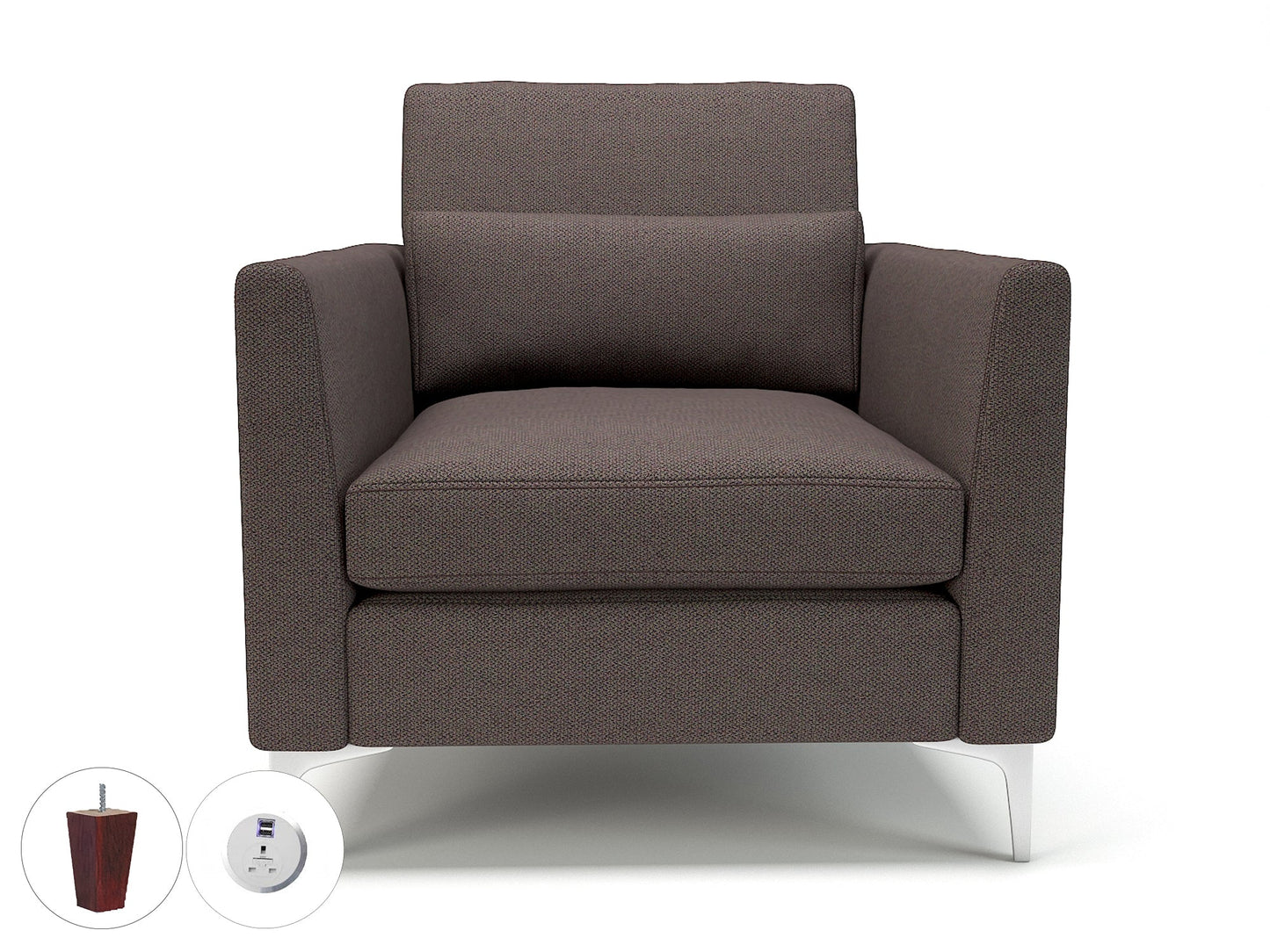 Roselle 90cm Wide Armchair in Camira Era Fabric with Socket