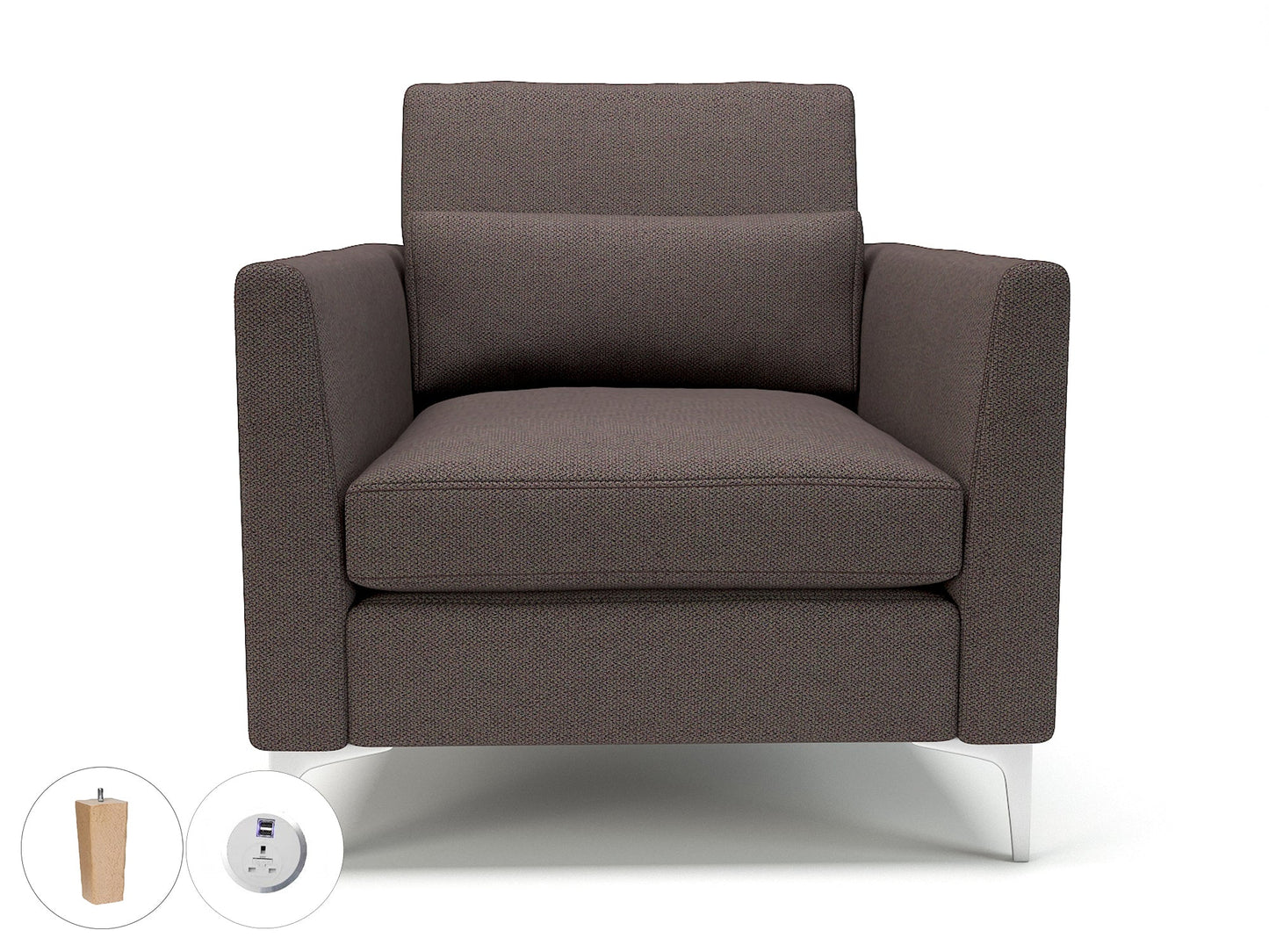 Roselle 90cm Wide Armchair in Camira Era Fabric with Socket