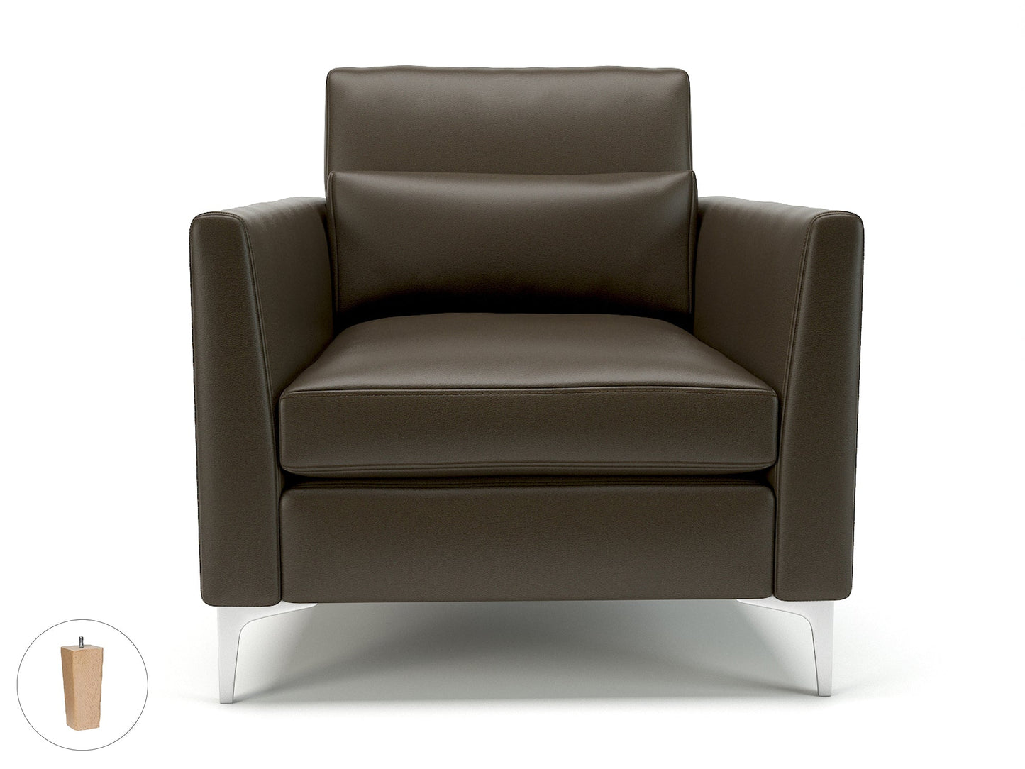 Roselle 90cm Wide Armchair in Cristina Marrone Ultima Faux Leather