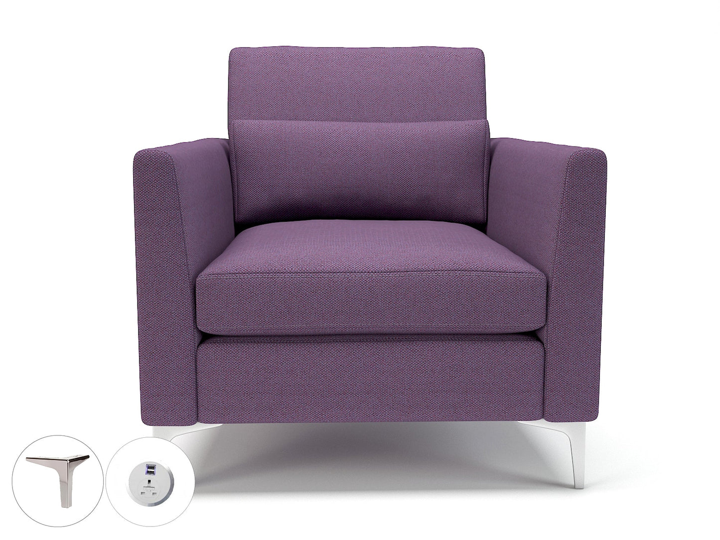 Roselle 90cm Wide Armchair in Camira Era Fabric with Socket