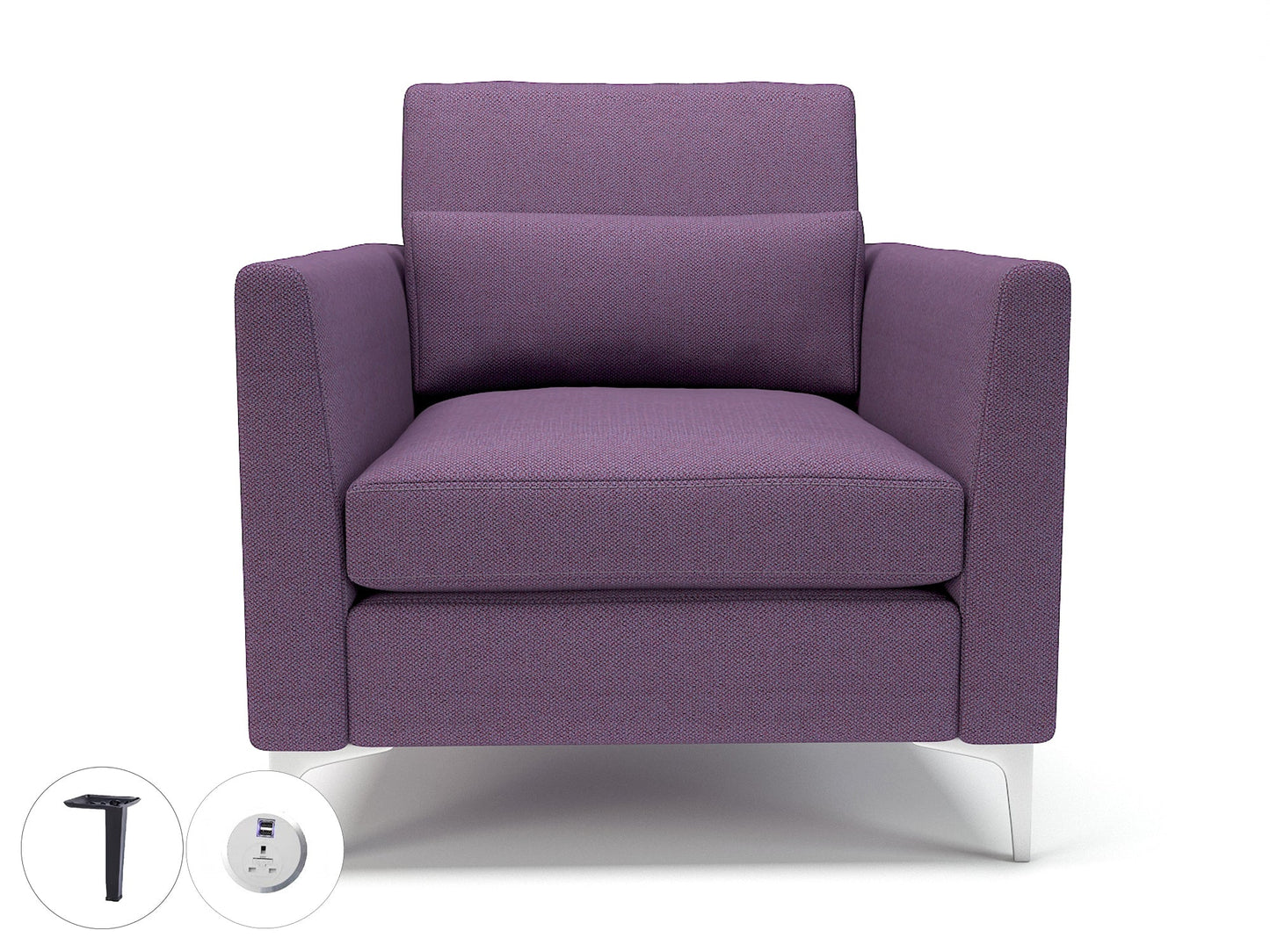 Roselle 90cm Wide Armchair in Camira Era Fabric with Socket