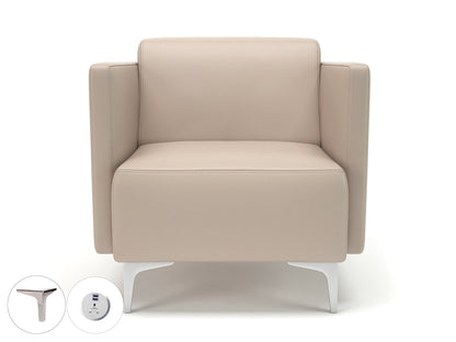 Napa Slim Arm 75cm Wide Armchair in Cristina Marrone Ultima Faux Leather with Socket