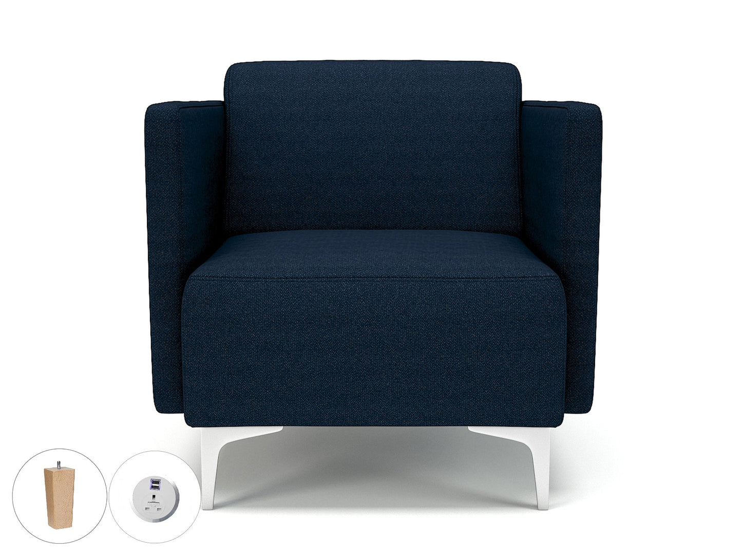 Napa Slim Arm 75cm Wide Armchair in Camira Era Fabric with Socket