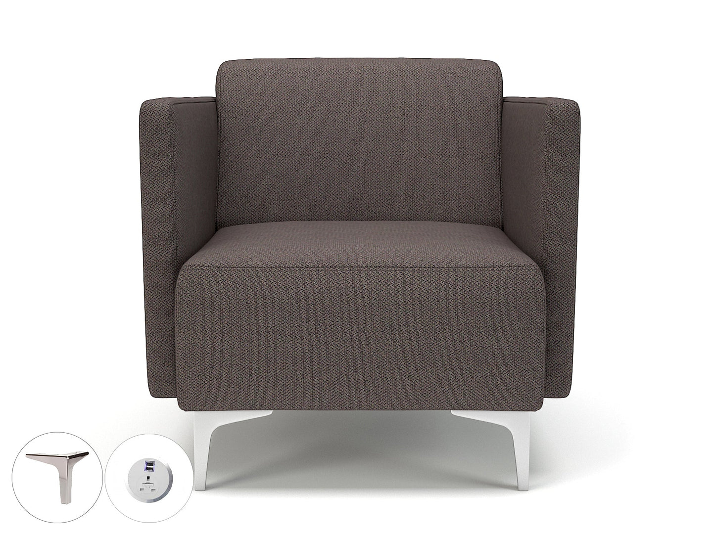 Napa Slim Arm 75cm Wide Armchair in Camira Era Fabric with Socket