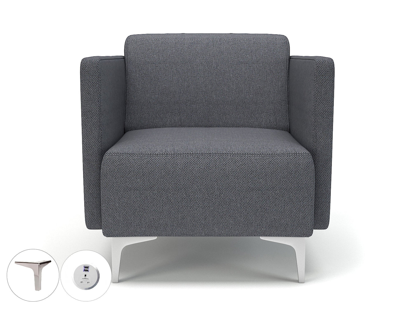 Napa Slim Arm 75cm Wide Armchair in Camira Era Fabric with Socket