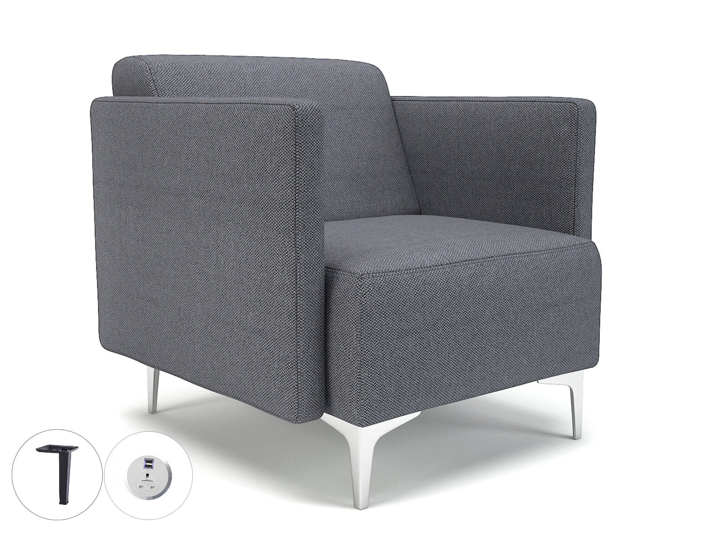 Napa Slim Arm 75cm Wide Armchair in Camira Era Fabric with Socket