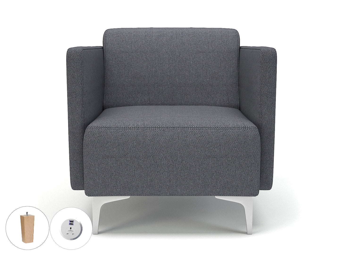 Napa Slim Arm 75cm Wide Armchair in Camira Era Fabric with Socket