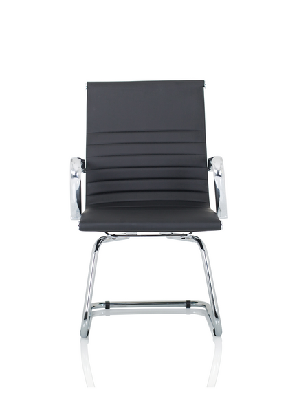 Nola Black Leather Cantilever Visitor Chair with Arms