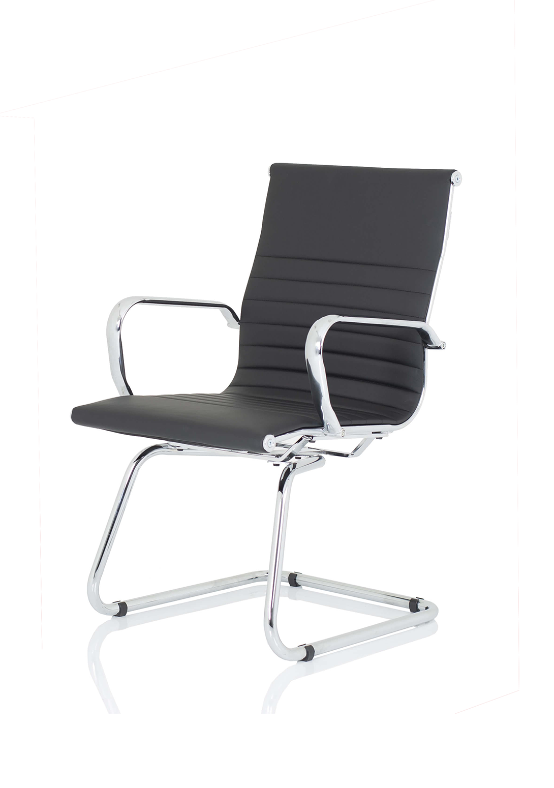 Nola Black Leather Cantilever Visitor Chair with Arms