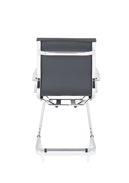 Nola Black Leather Cantilever Visitor Chair with Arms