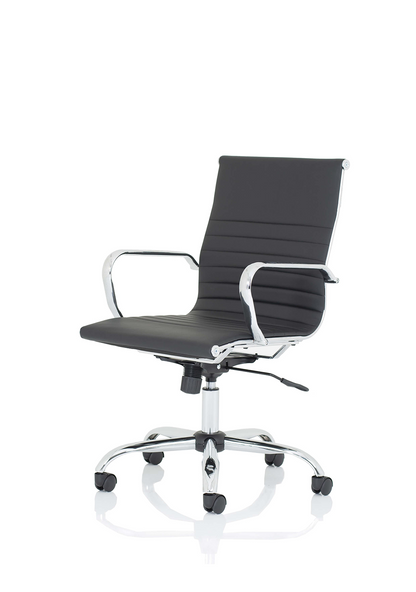 Nola Black Leather Executive Office Chair with Arms