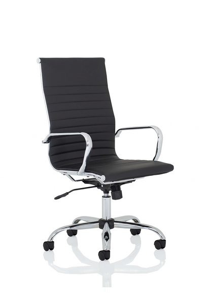 Nola Black Leather Executive Office Chair with Arms