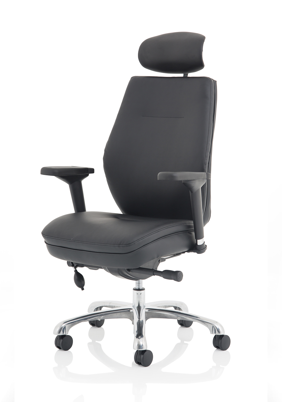 Domino High Back Black Posture Chair with Arms and Headrest