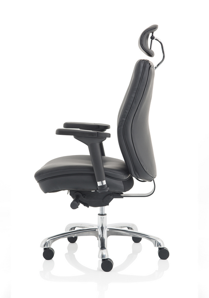 Domino High Back Black Posture Chair with Arms and Headrest