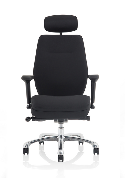 Domino High Back Black Posture Chair with Arms and Headrest