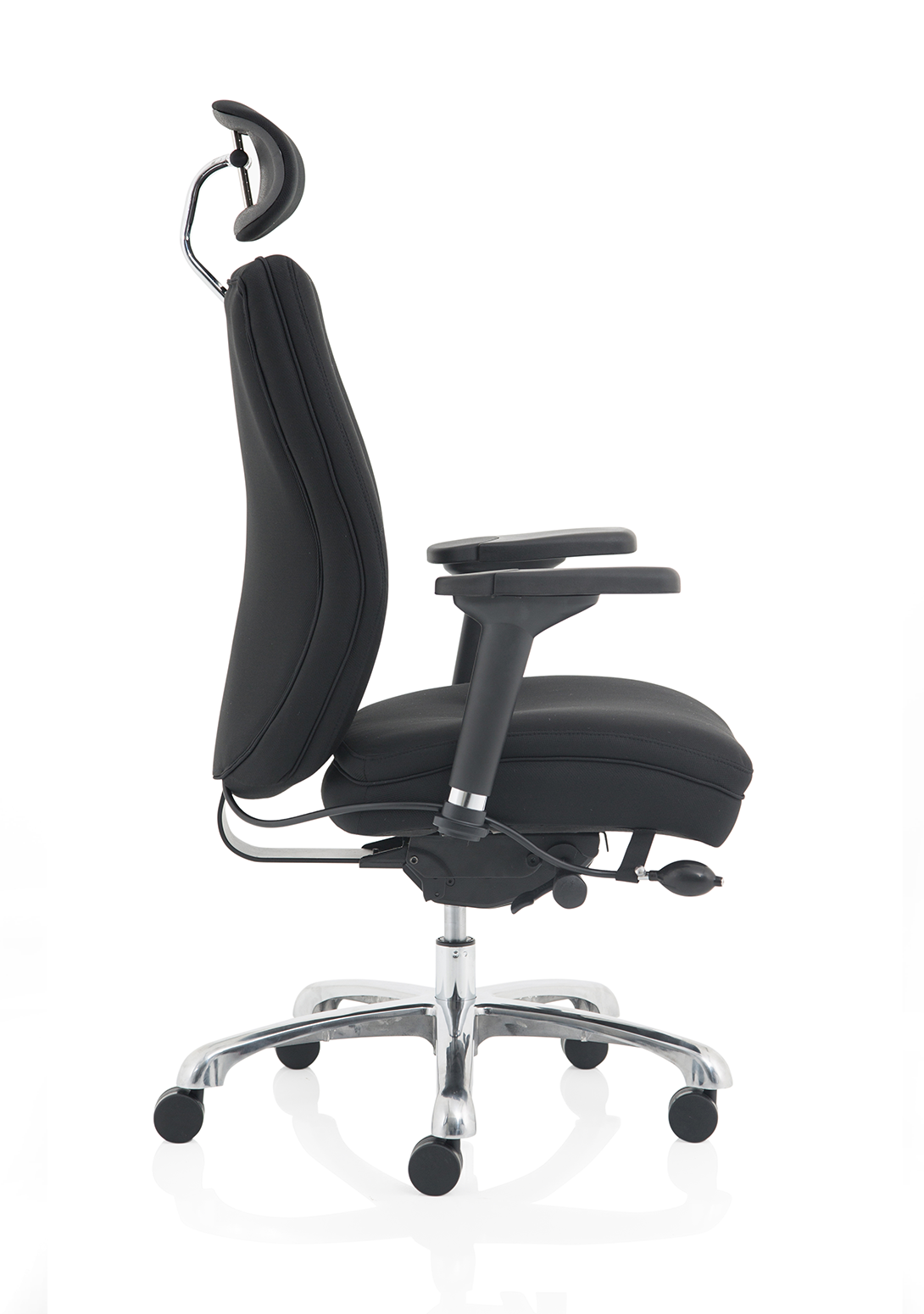 Domino High Back Black Posture Chair with Arms and Headrest