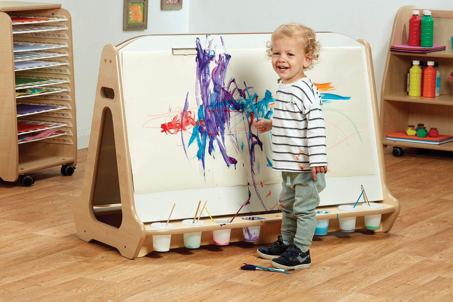 Millhouse Early Years Double-sided 4 Station Whiteboard Easel