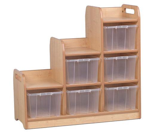 Millhouse Early Years Stepped Storage Right Hand with Clear Tubs